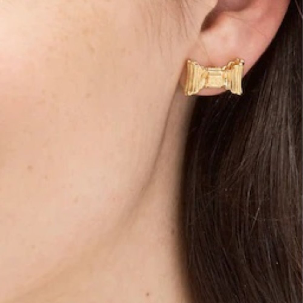 ♠️ Kate Spade ♠️️ "All Wrapped Up" Gold Bow Studs - Picture 6 of 7